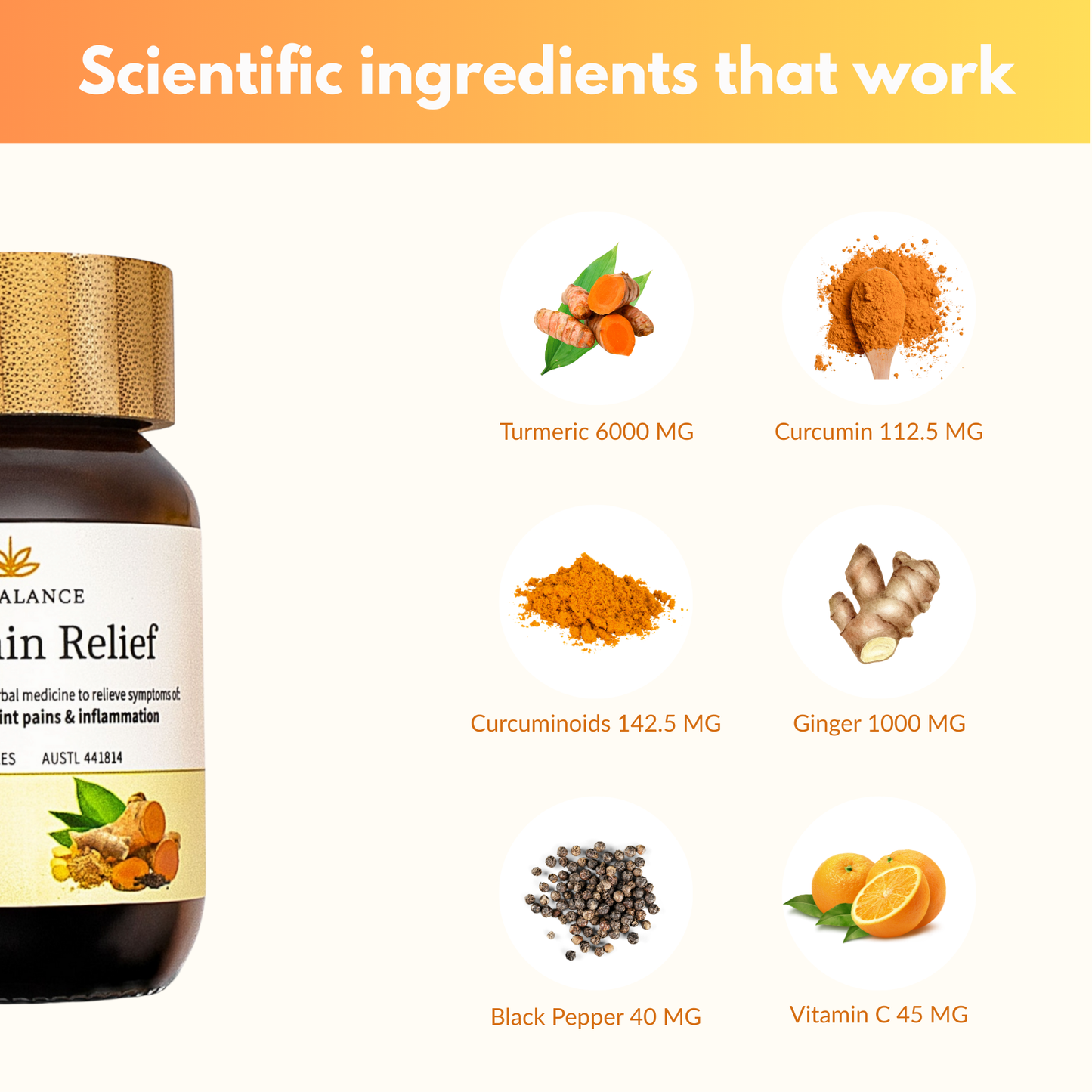 Organic Turmeric, Ginger, Black Pepper, Vit C