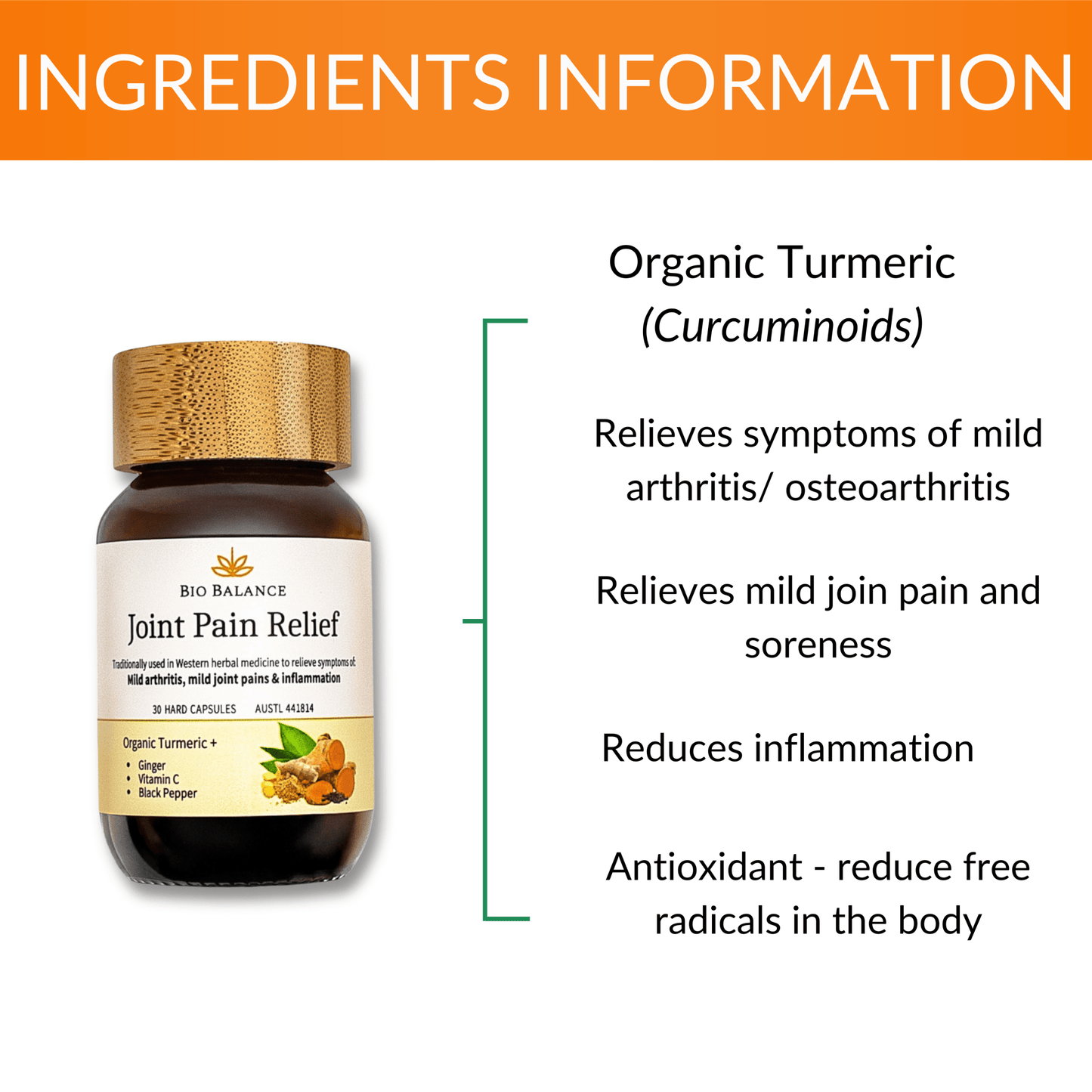 Organic Turmeric, Ginger, Black Pepper, Vitamin C - Bio Balance Australia Health supplements