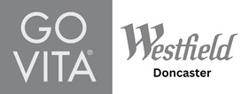 Logos of Go Vita and Westfield Doncaster on a gray background