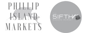 Logo for Phillip Island Markets with a circular design element. 5ifth market