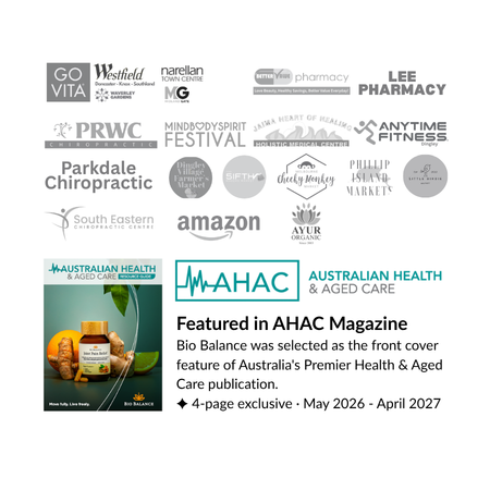 Collections of logo and text feature various business of bio balance stockist and a product feature