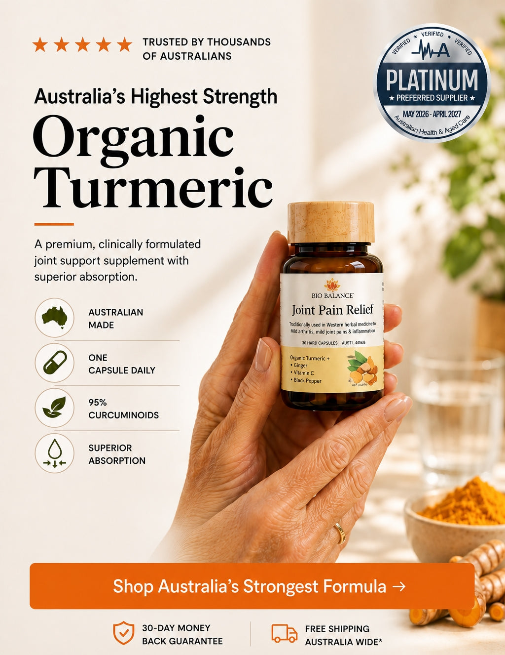 organic turmeric holding bottle
